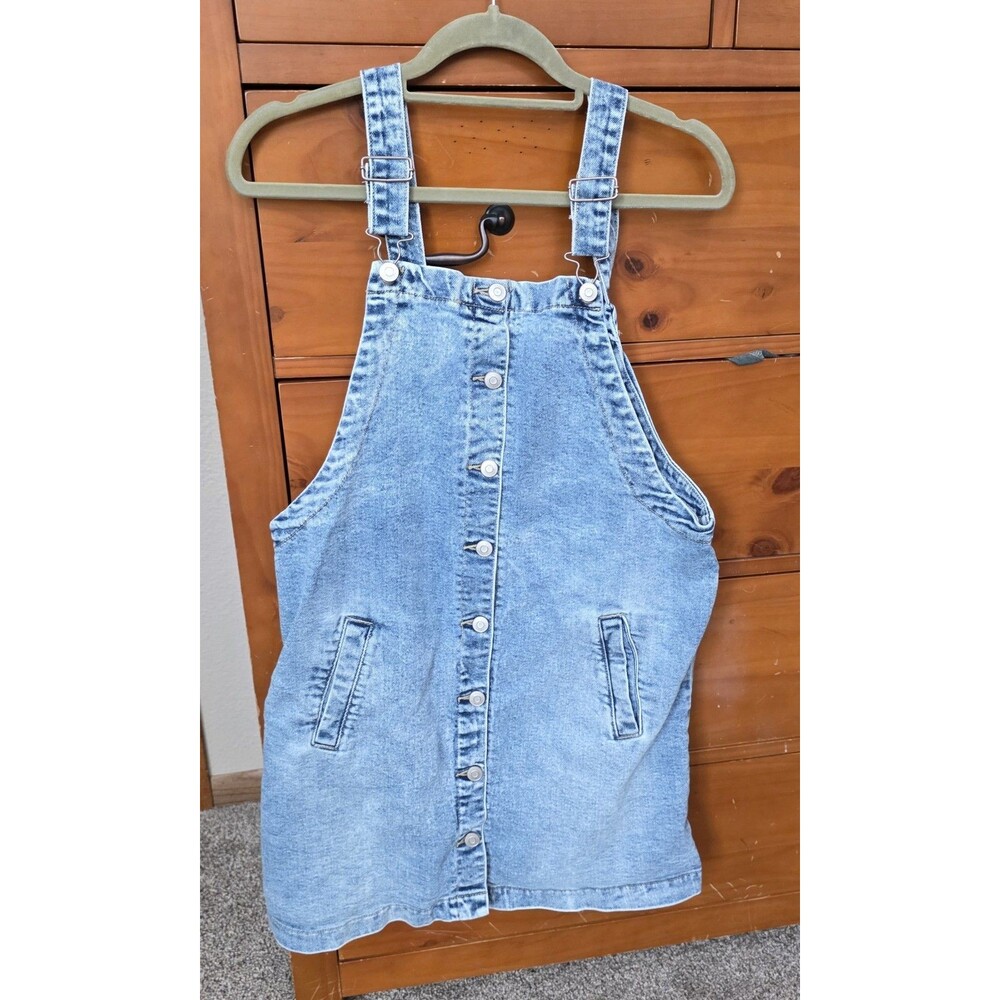 Celebrity Pink Denim Jumper Size Medium Overalls Skirt Blue 90's Adjustable